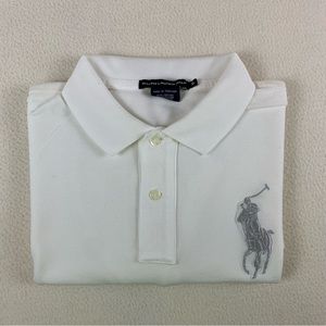 Ralph Lauren polo golf shirt women’s size XL Withe big pony silver embroidered